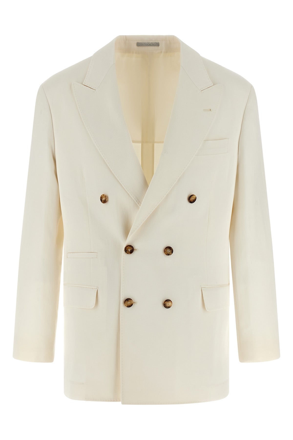 one-and-a-half breast blazer in silk and linen blend
