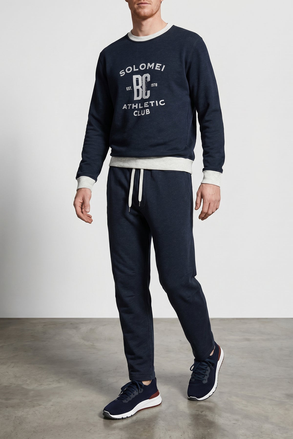 sweatshirt in brushed cotton and linen blend mélange