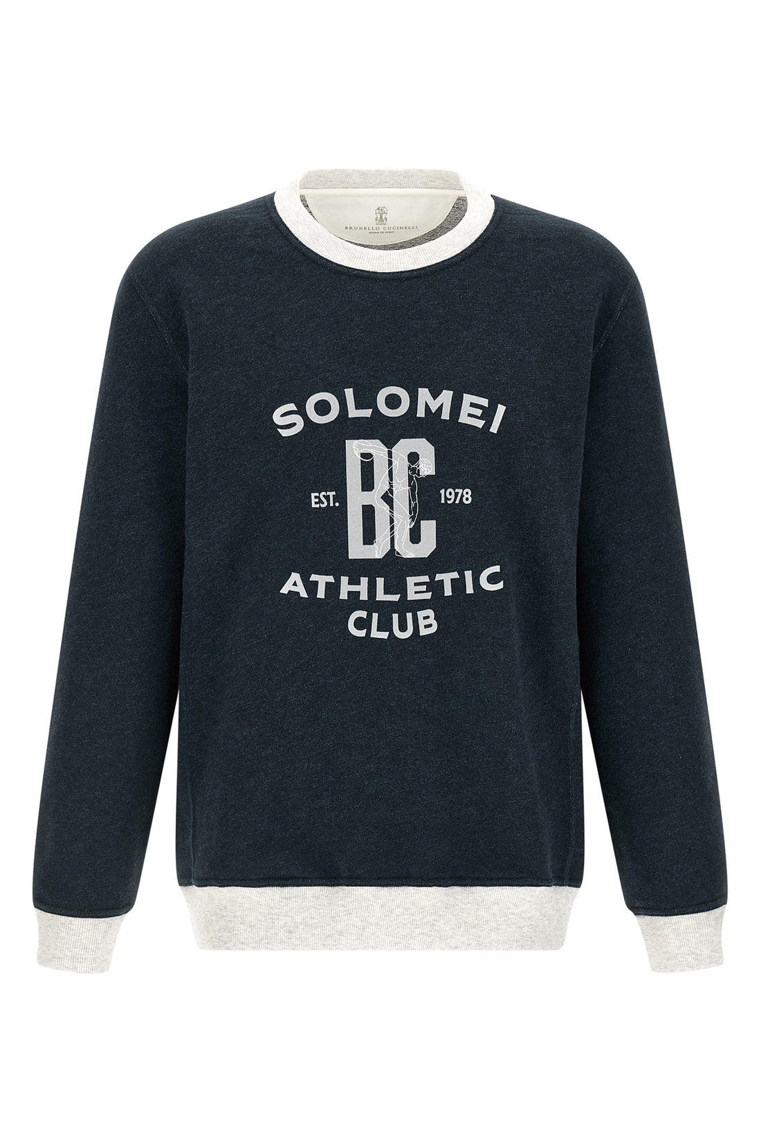 BRUNELLO CUCINELLI M sweatshirt in brushed cotton and linen blend mélange
