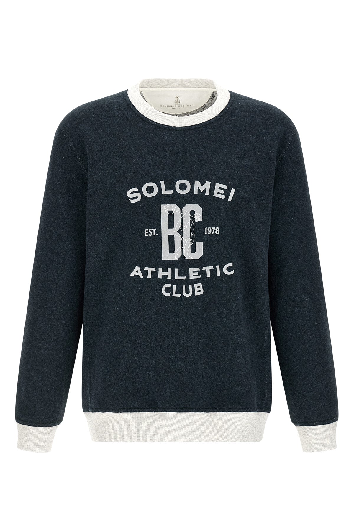 sweatshirt in brushed cotton and linen blend mélange