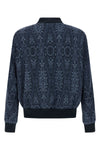 jacquard cotton and viscose blend bomber jacket