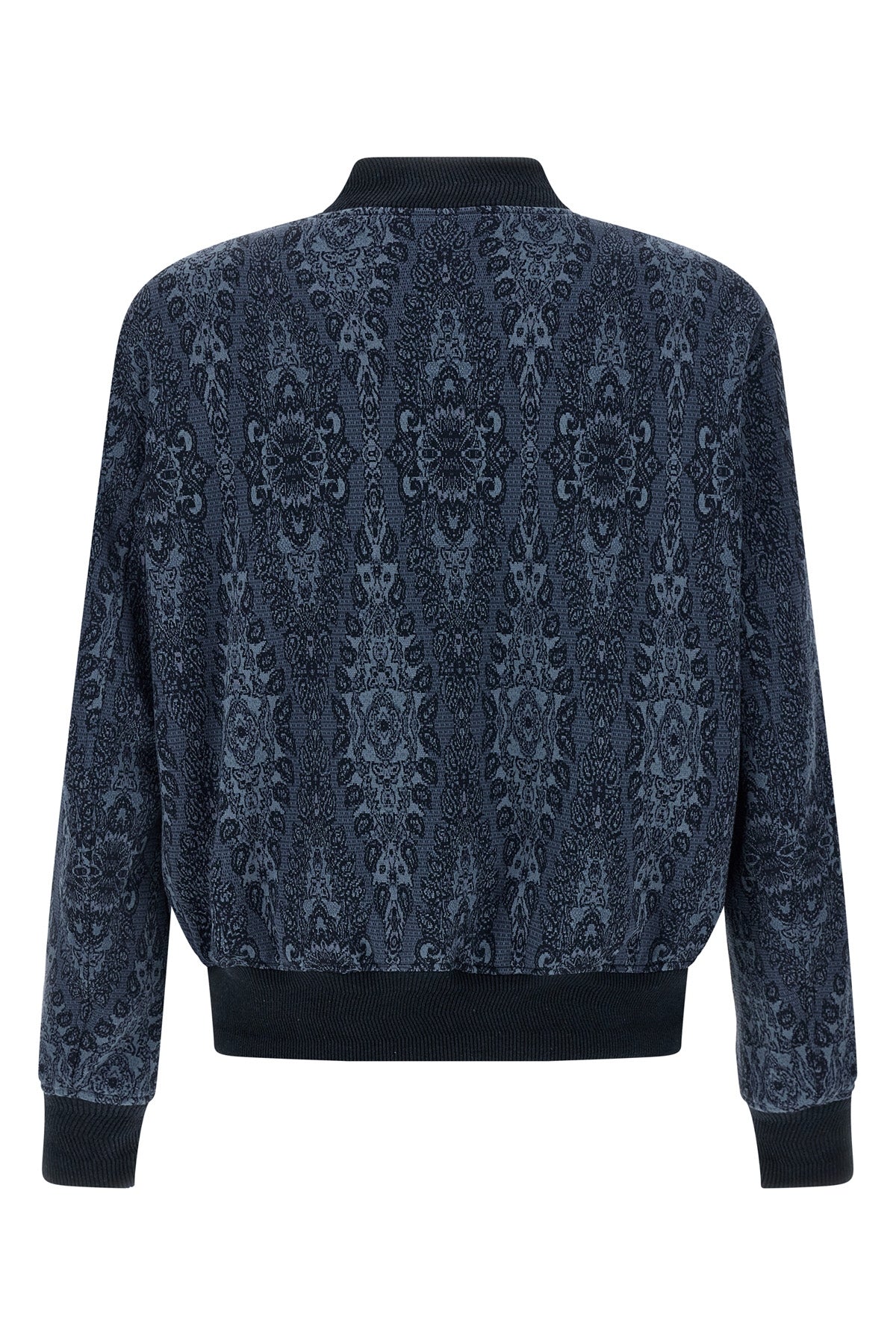 jacquard cotton and viscose blend bomber jacket