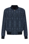 jacquard cotton and viscose blend bomber jacket