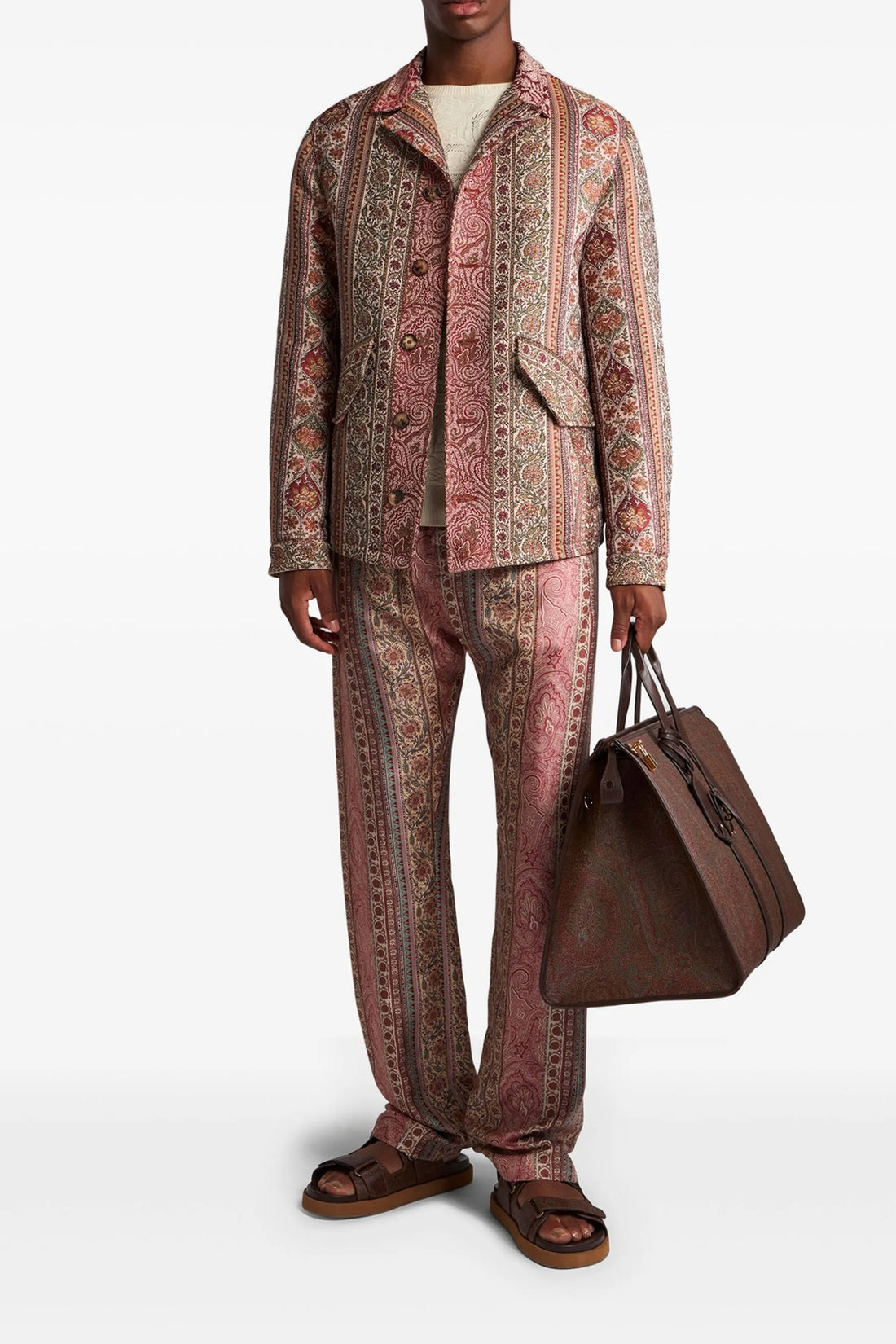 ETRO XL all-over print cotton and wool blend overshirt