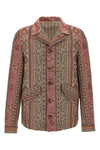 all-over print cotton and wool blend overshirt