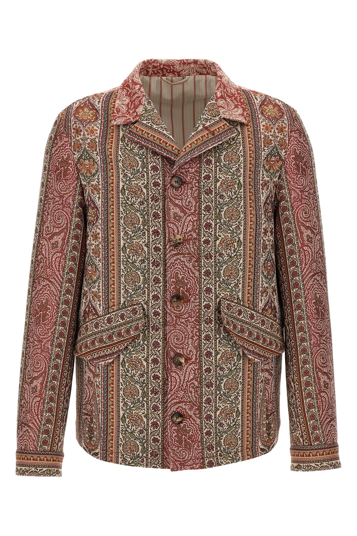 all-over print cotton and wool blend overshirt