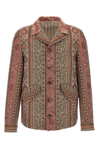all-over print cotton and wool blend overshirt