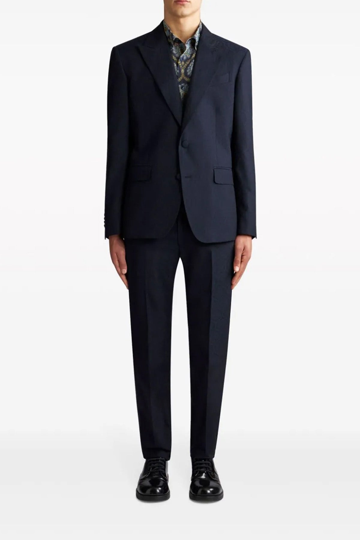 single-breasted blazer in jacquard cotton and wool