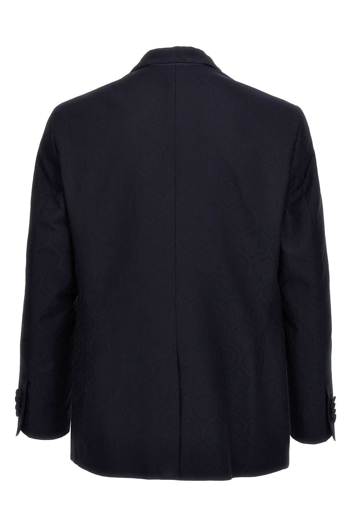 single-breasted blazer in jacquard cotton and wool