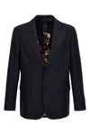 single-breasted blazer in jacquard cotton and wool