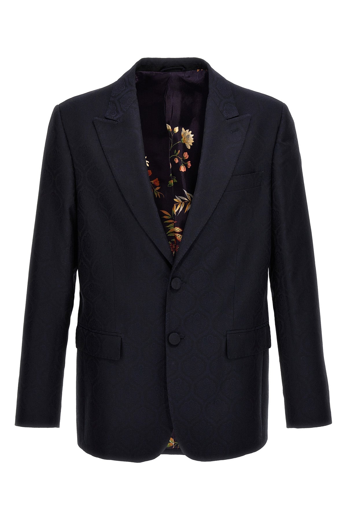single-breasted blazer in jacquard cotton and wool