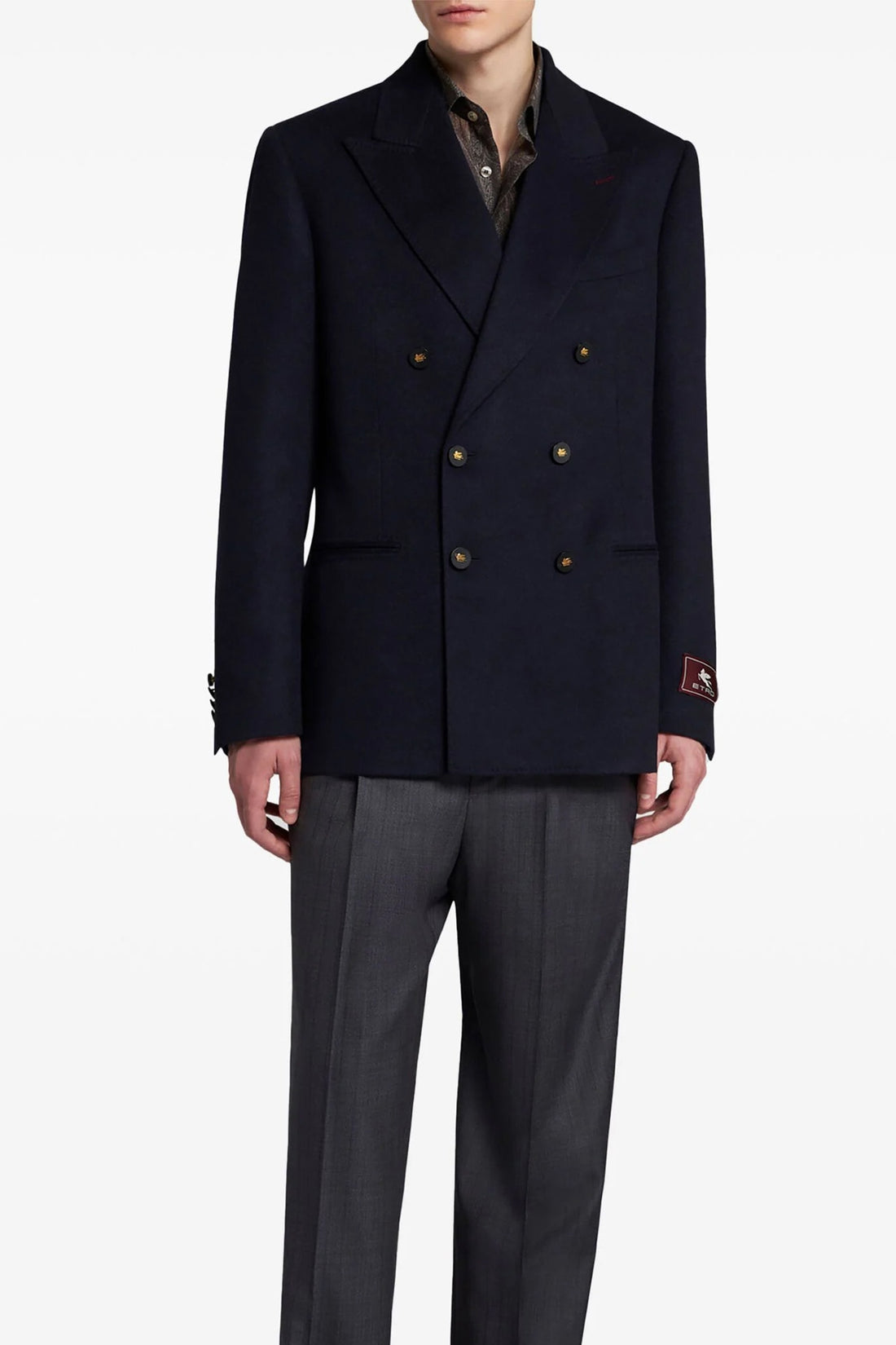ETRO 50 decorative basting double-breasted cashmere blazer