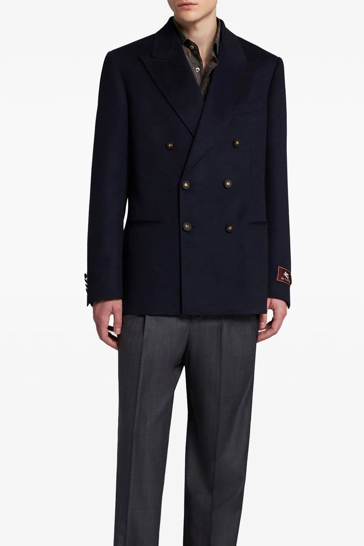 decorative basting double-breasted cashmere blazer