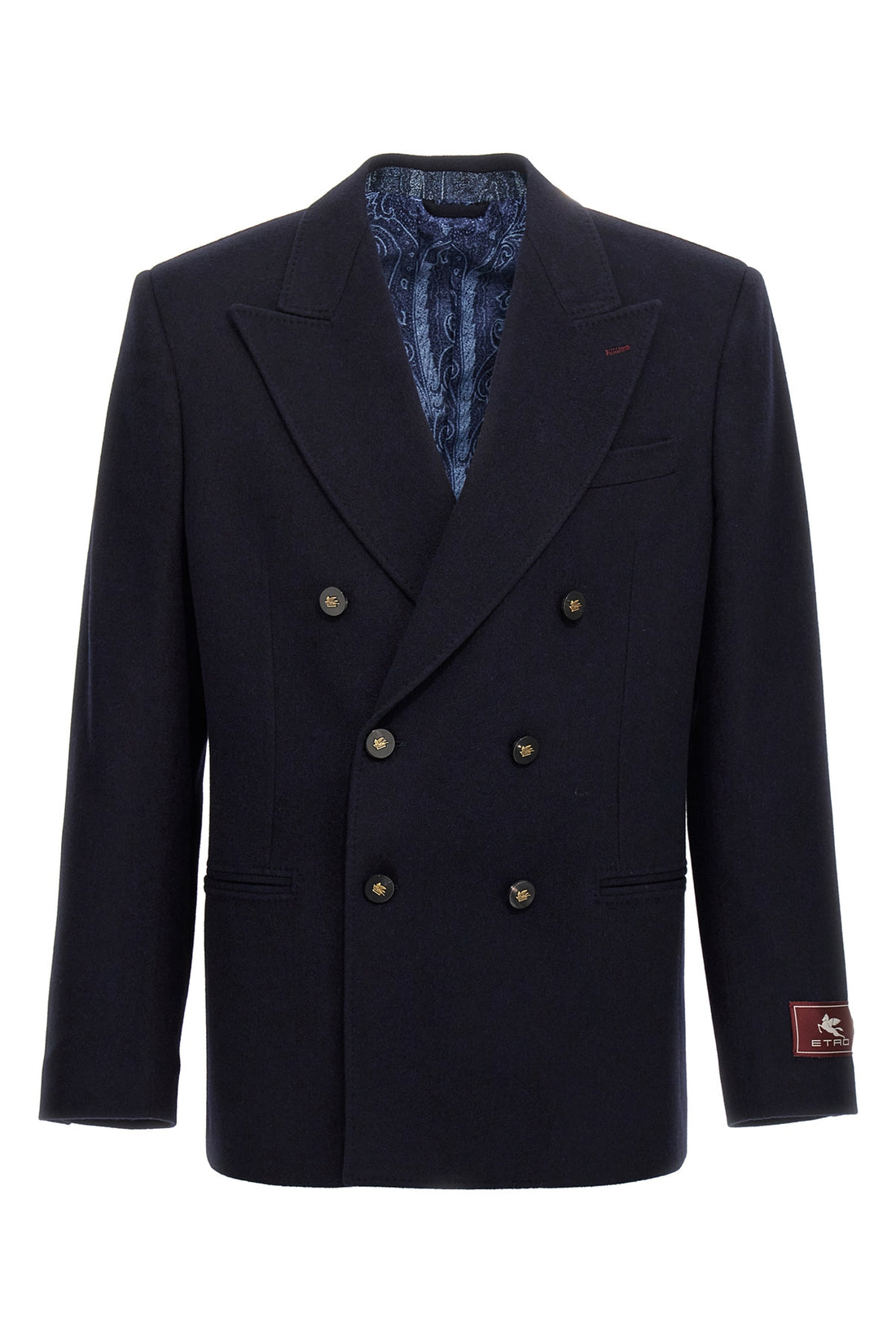 ETRO 50 decorative basting double-breasted cashmere blazer