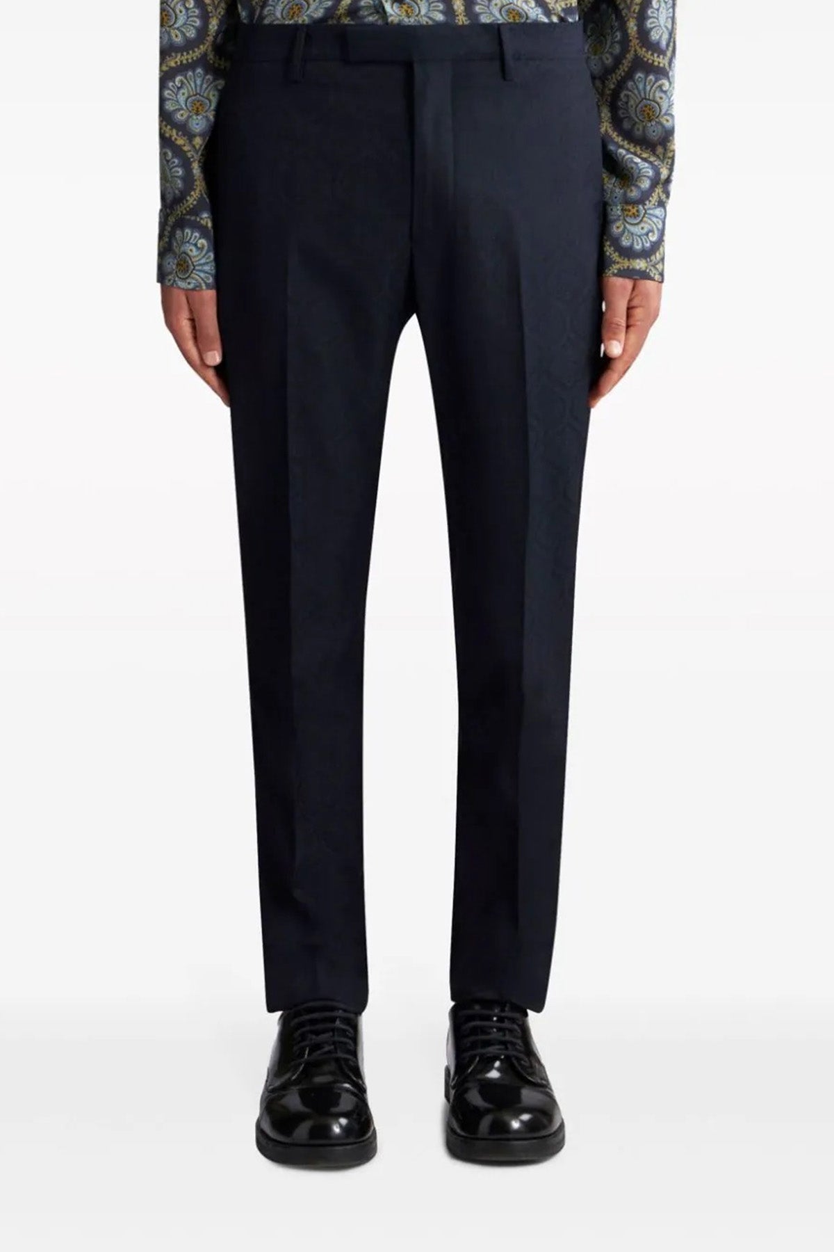 jacquard cotton and wool trousers