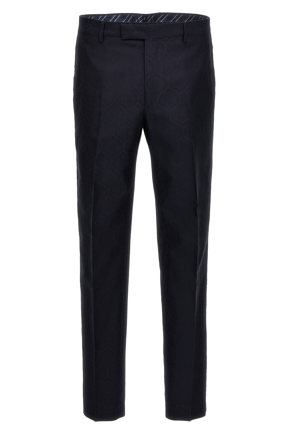 jacquard cotton and wool trousers