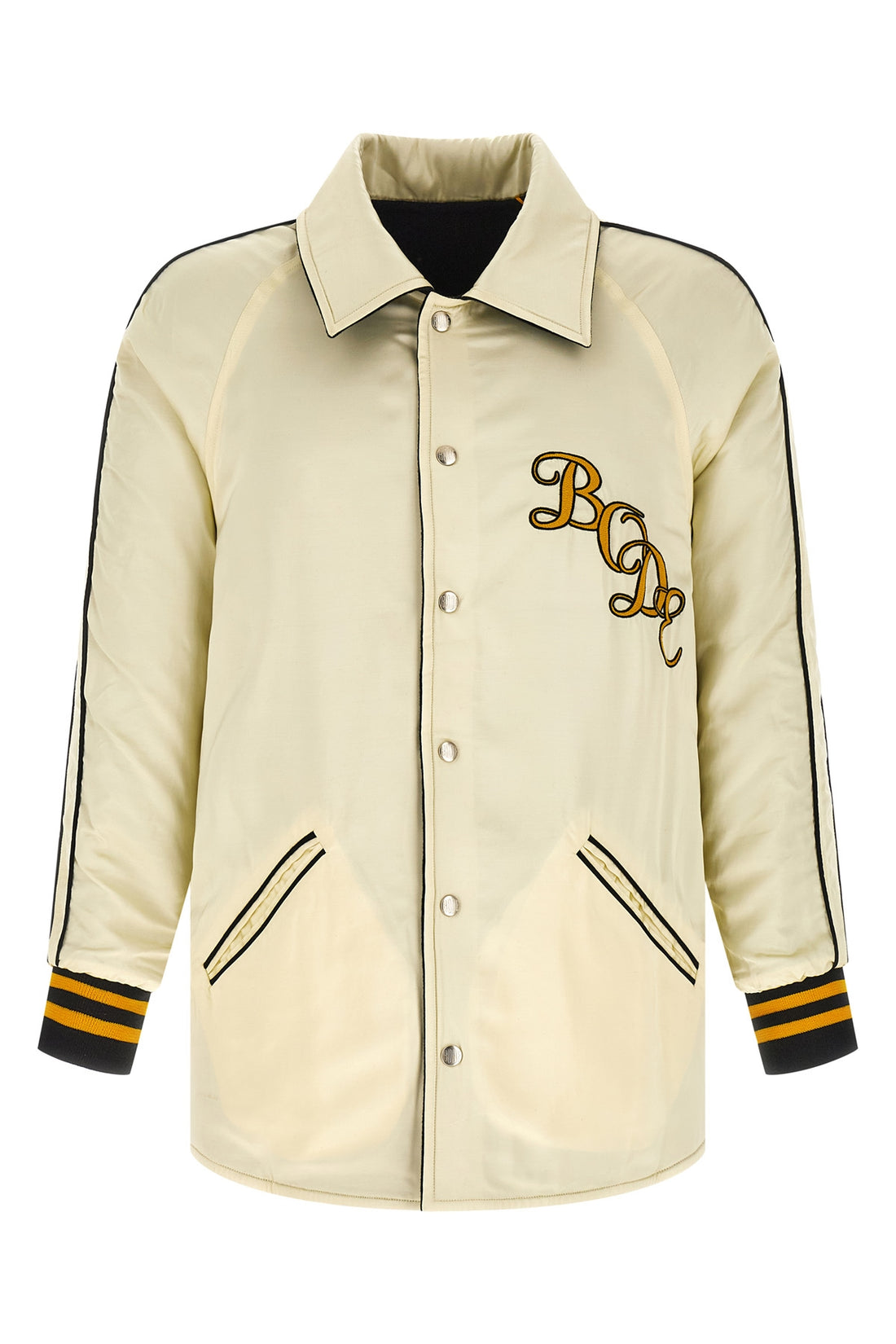 BODE M monogram snap reversible felt and satin jacket