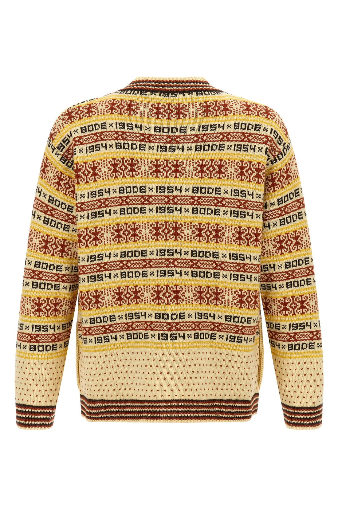 BODE L marzipan jacquard patterned wool cardigan