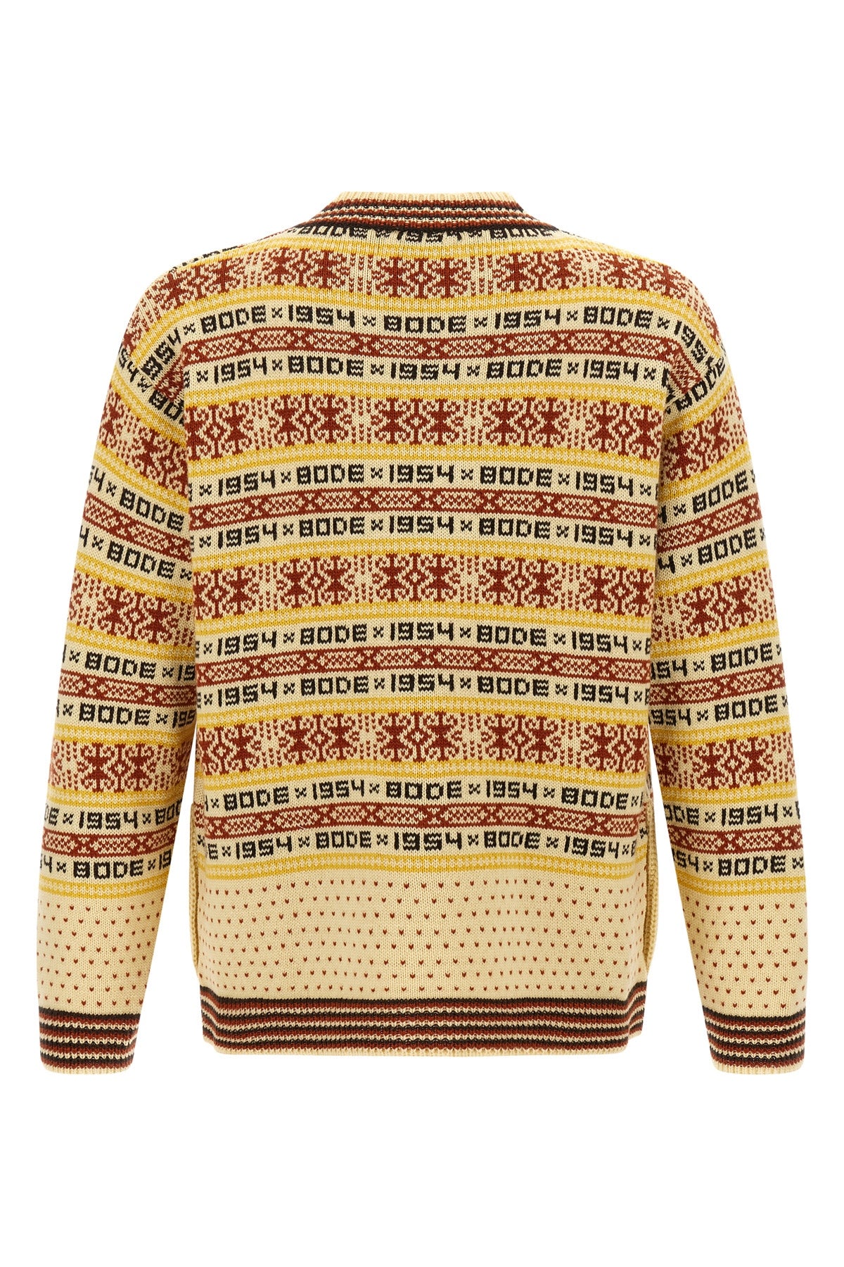 marzipan jacquard patterned wool cardigan