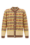 marzipan jacquard patterned wool cardigan