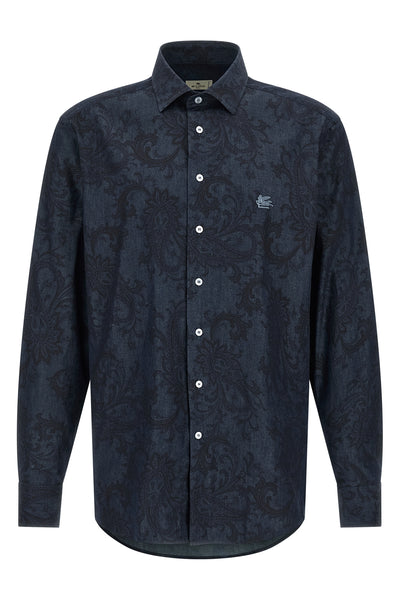 all-over paisley ramage pure cotton denim shirt