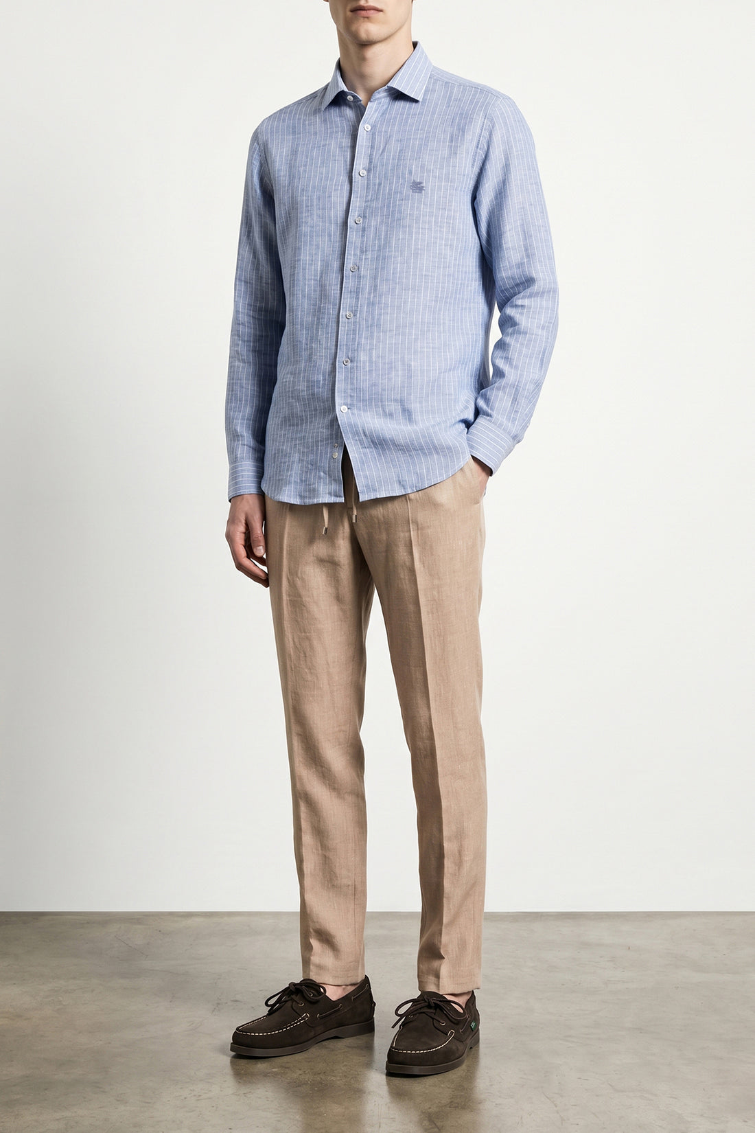 ETRO 39 cm striped linen shirt