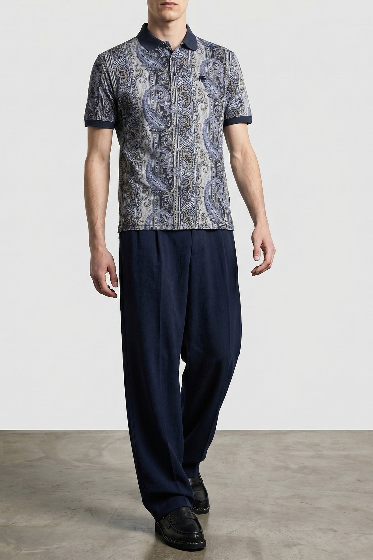 all-over arnica paisley pure cotton piquet polo shirt