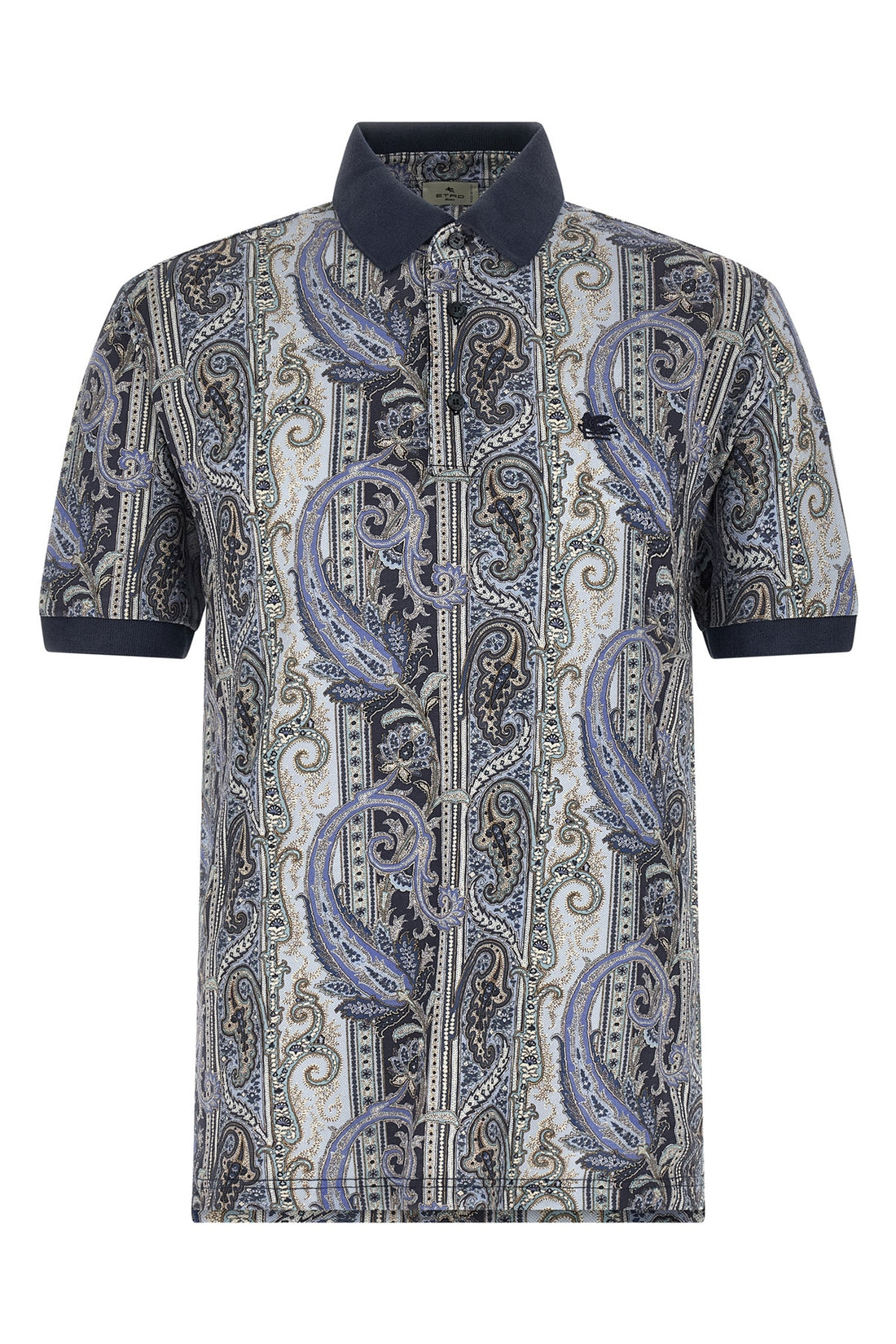 ETRO S all-over arnica paisley pure cotton piquet polo shirt