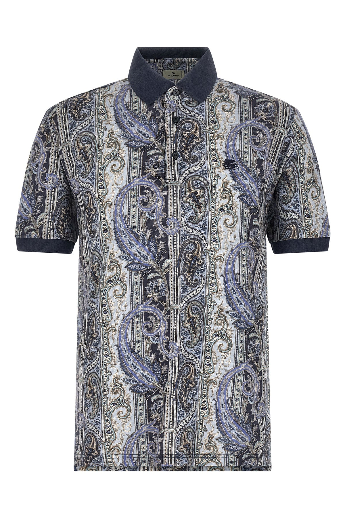 all-over arnica paisley pure cotton piquet polo shirt