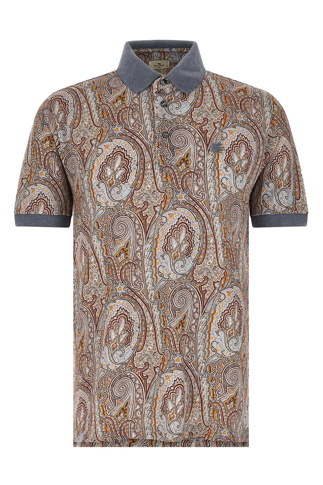 ETRO S all-over arnica paisley pure cotton piquet polo shirt