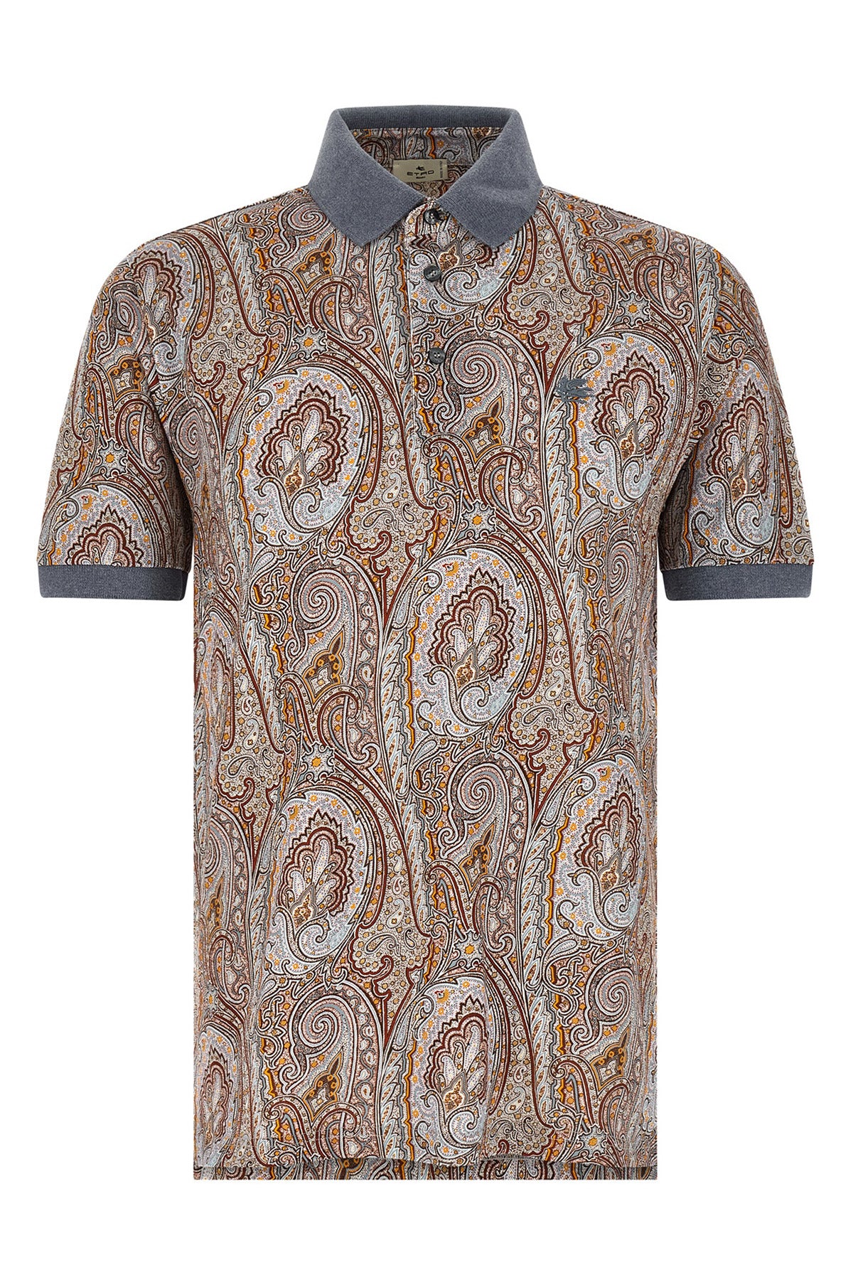 all-over arnica paisley pure cotton piquet polo shirt