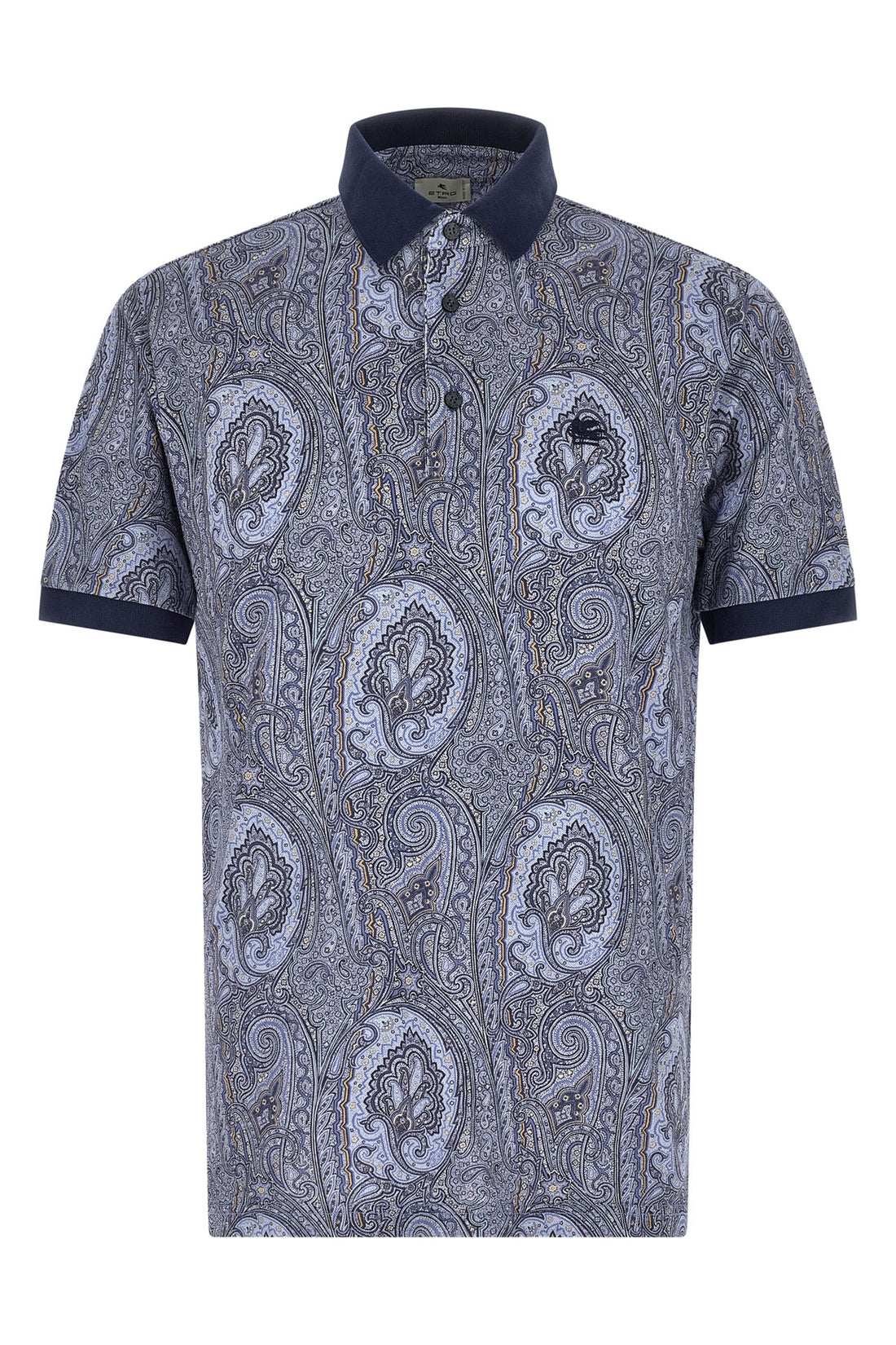 ETRO S all-over arnica paisley pure cotton piquet polo shirt