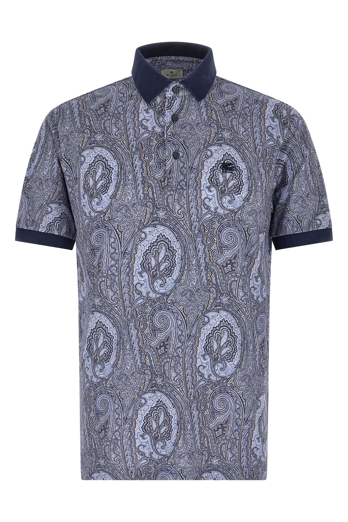 all-over arnica paisley pure cotton piquet polo shirt