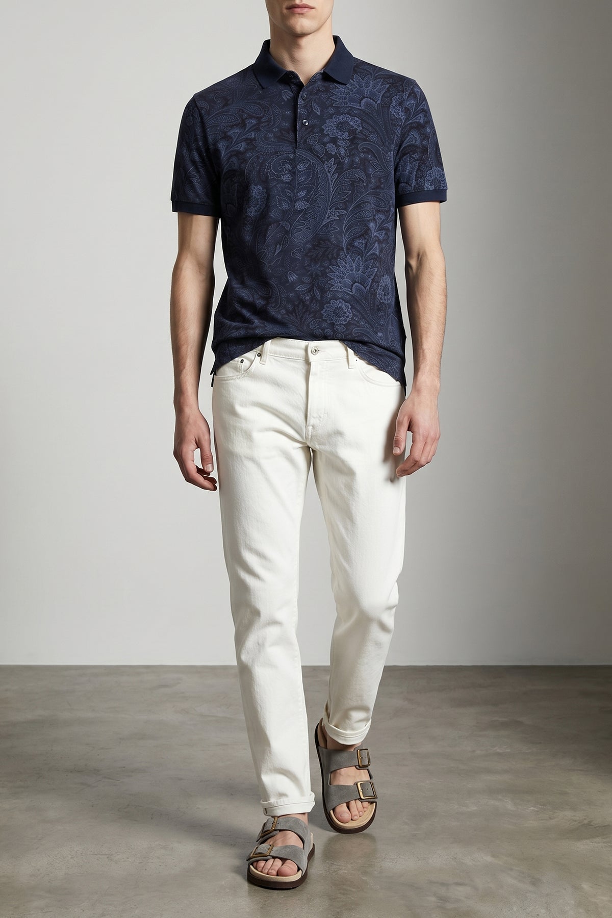 all-over arnica paisley piquet polo shirt