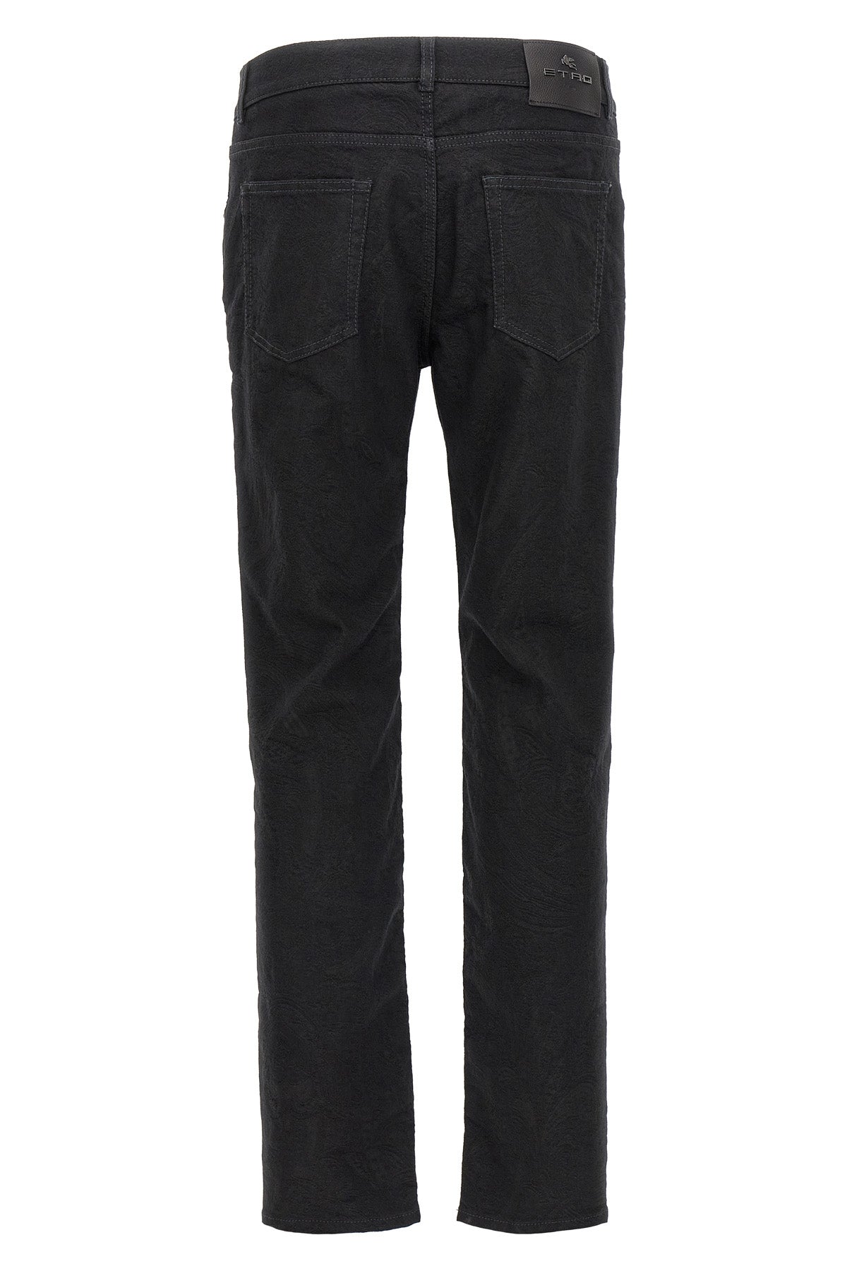 all-over tone-on-tone jacquard stretch cotton blend denim jeans