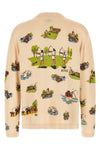 beaded camp knitted merino wool and cotton blend cardigan