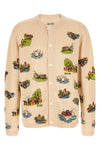 beaded camp knitted merino wool and cotton blend cardigan