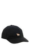 the maison kitsuné baseball cap is made of pure black cotton canvas