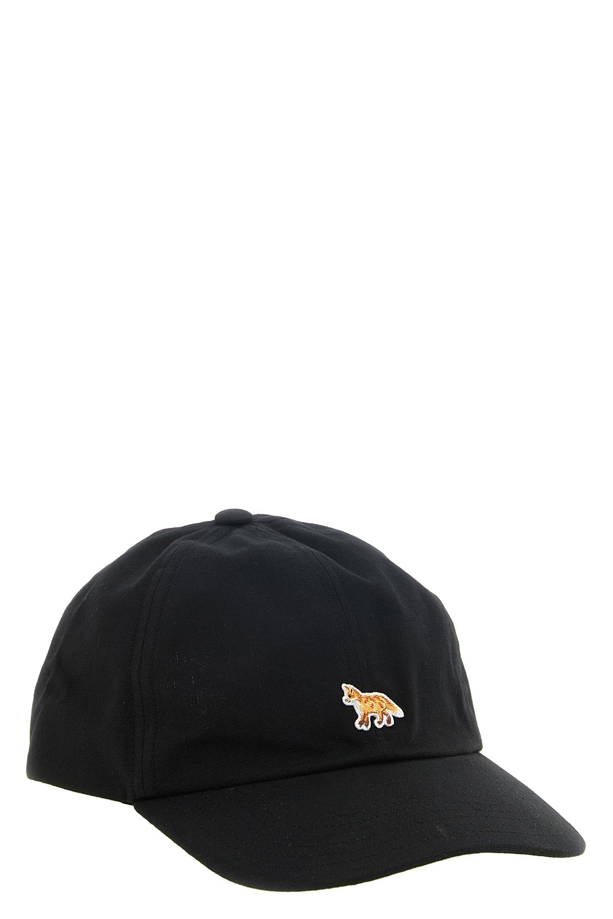 the maison kitsuné baseball cap is made of pure black cotton canvas