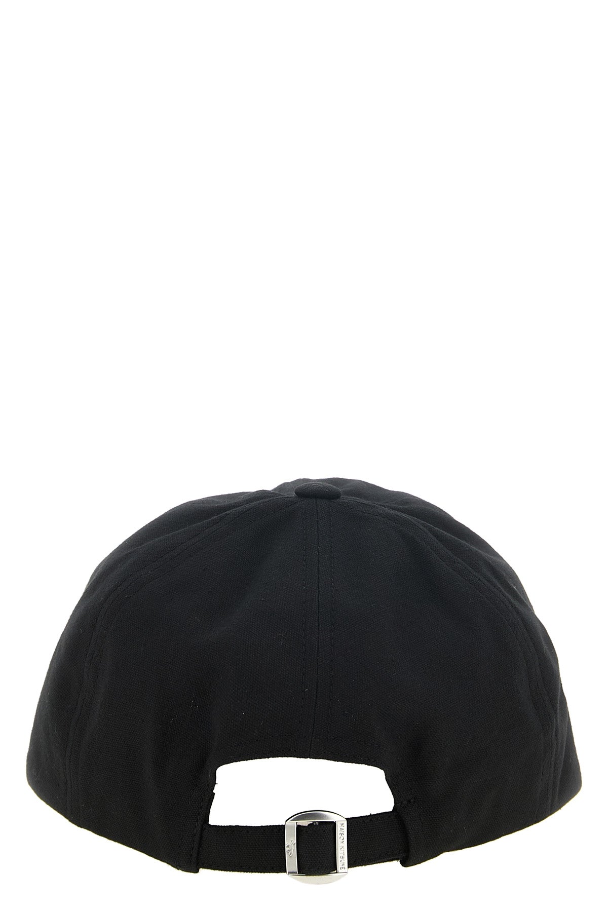 the maison kitsuné baseball cap is made of pure black cotton canvas