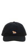 the maison kitsuné baseball cap is made of pure black cotton canvas