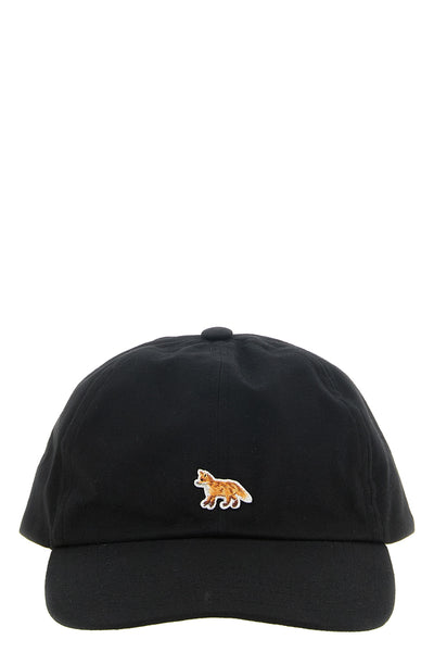 the maison kitsuné baseball cap is made of pure black cotton canvas