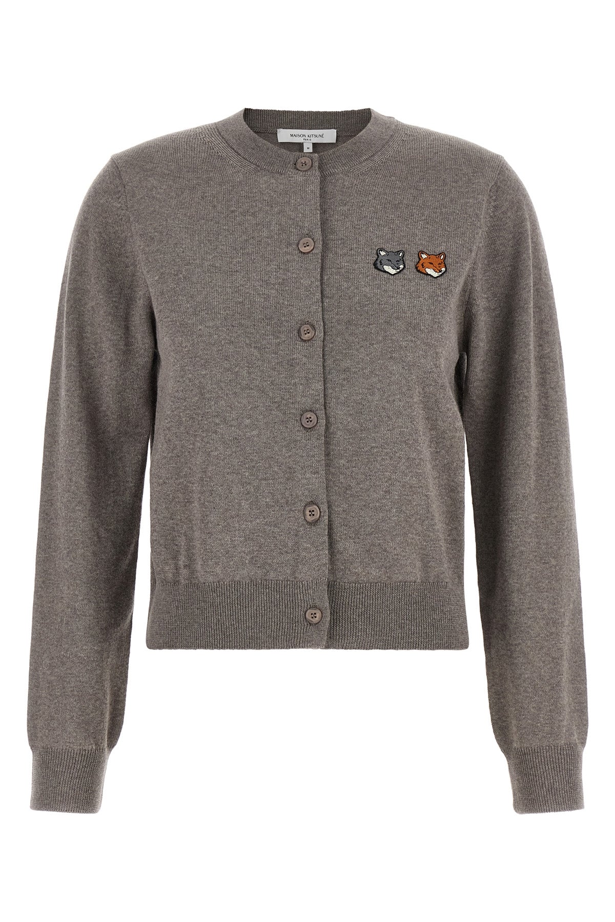 maison kitsuné cardigan in pure merino wool embodies an essential and refined ae