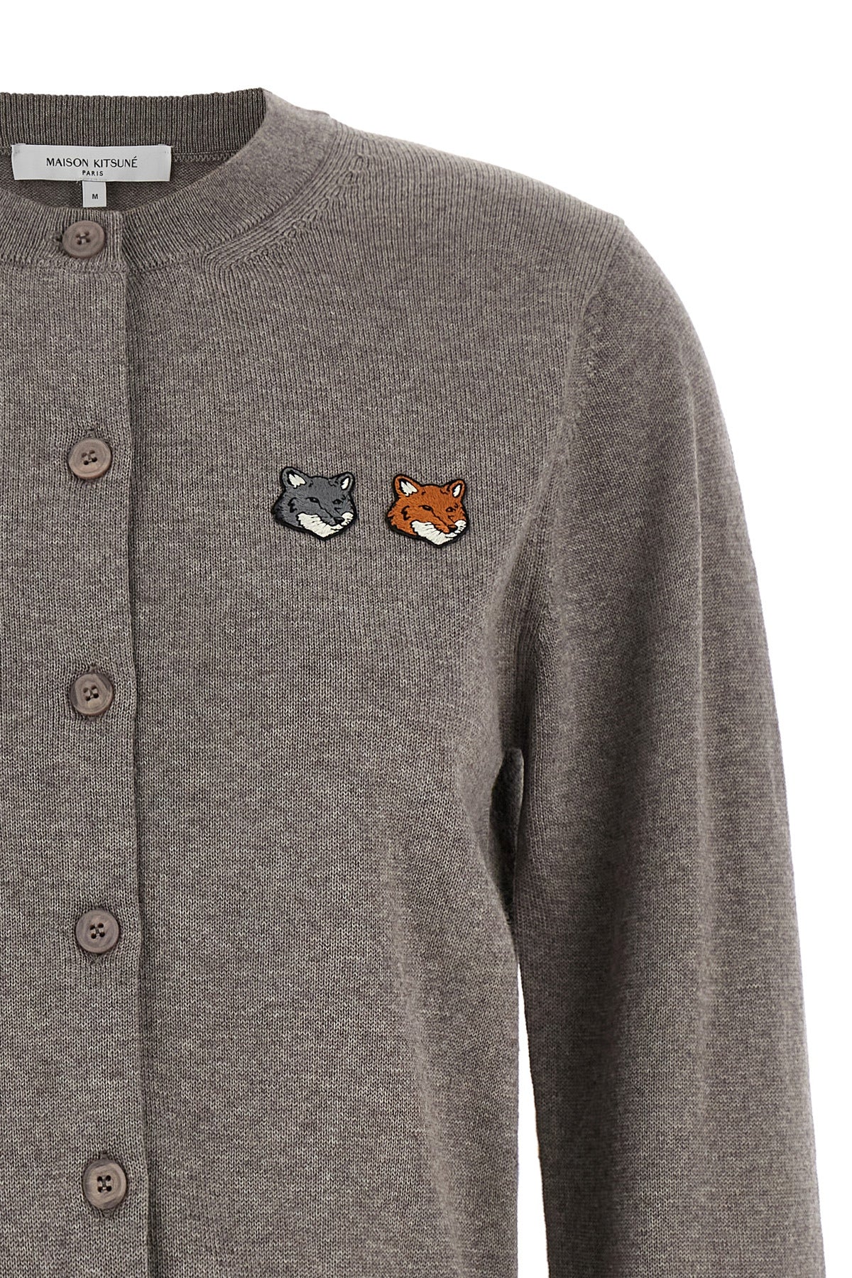 maison kitsuné cardigan in pure merino wool embodies an essential and refined ae