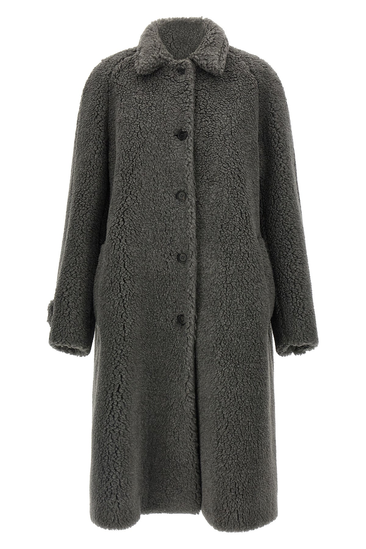 the miu miu wool blend coat has an oversize and enveloping silhouette