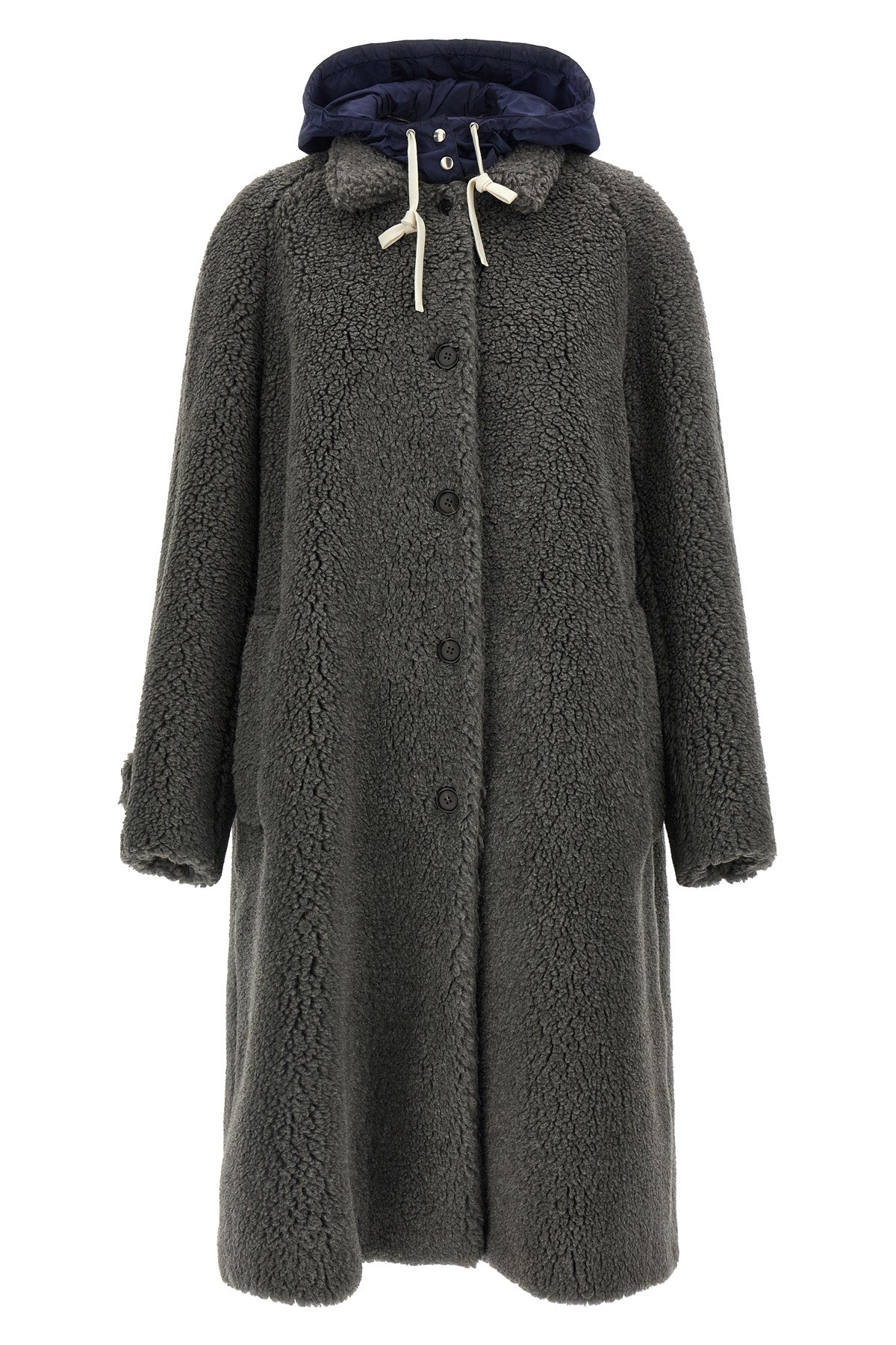 the miu miu wool blend coat has an oversize and enveloping silhouette