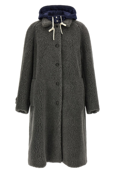 the miu miu wool blend coat has an oversize and enveloping silhouette
