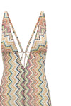 the missoni long jumpsuit is distinguished by a fluid silhouette