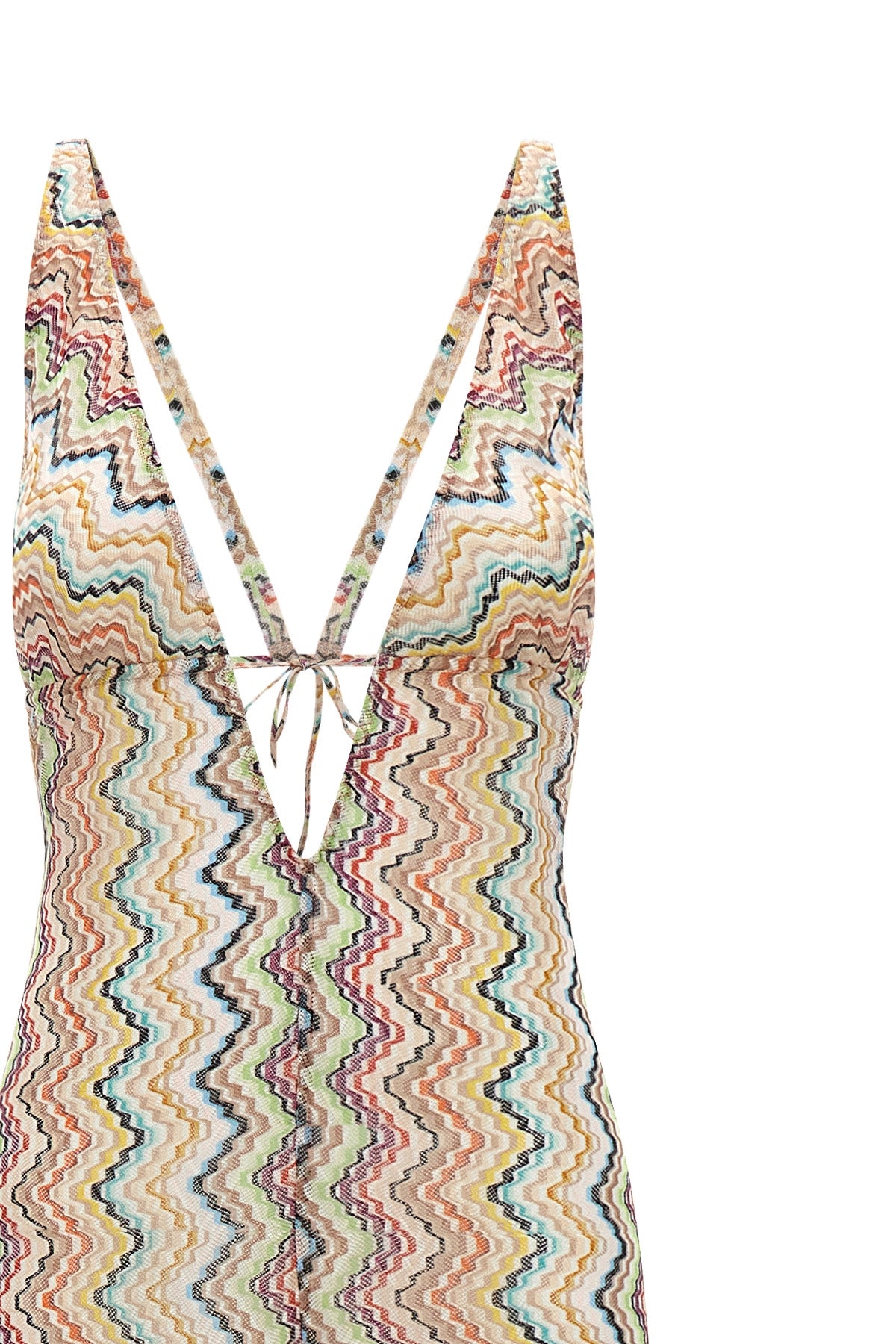 the missoni long jumpsuit is distinguished by a fluid silhouette