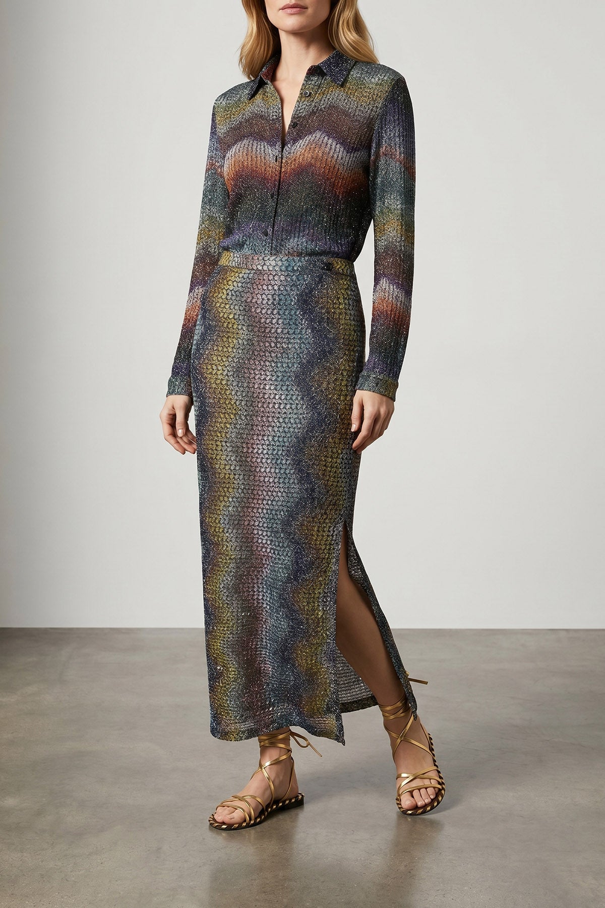 caperdoni frame-crafted lamé viscose sarong skirt